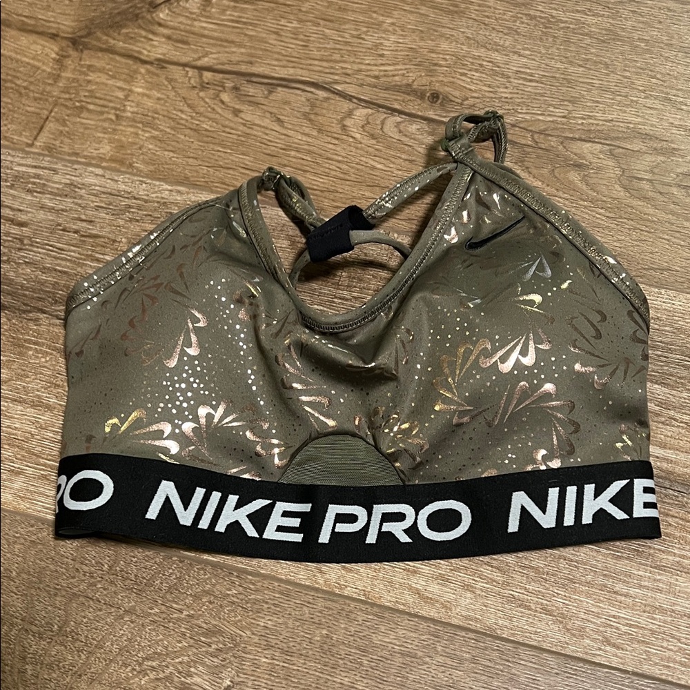 Nike Pro Olive and Black Sports Bra size small